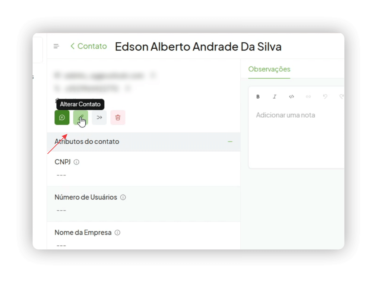 3 - alterar o contato